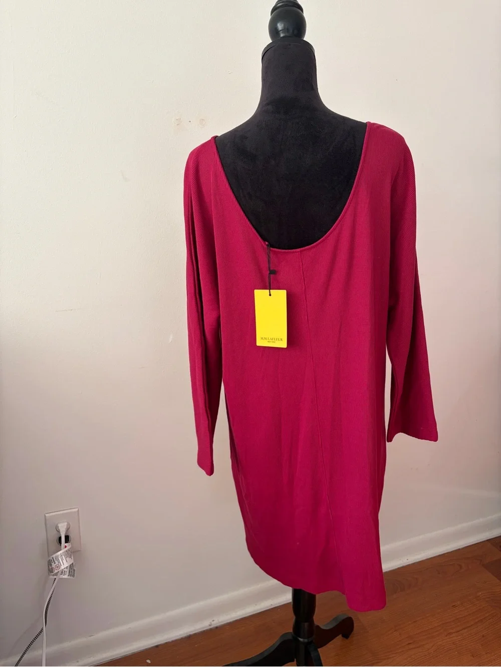 NWT M.M.LaFleur Ivana 1.0 Dress Ribbed Pima Modal Dark Fuchsia XL